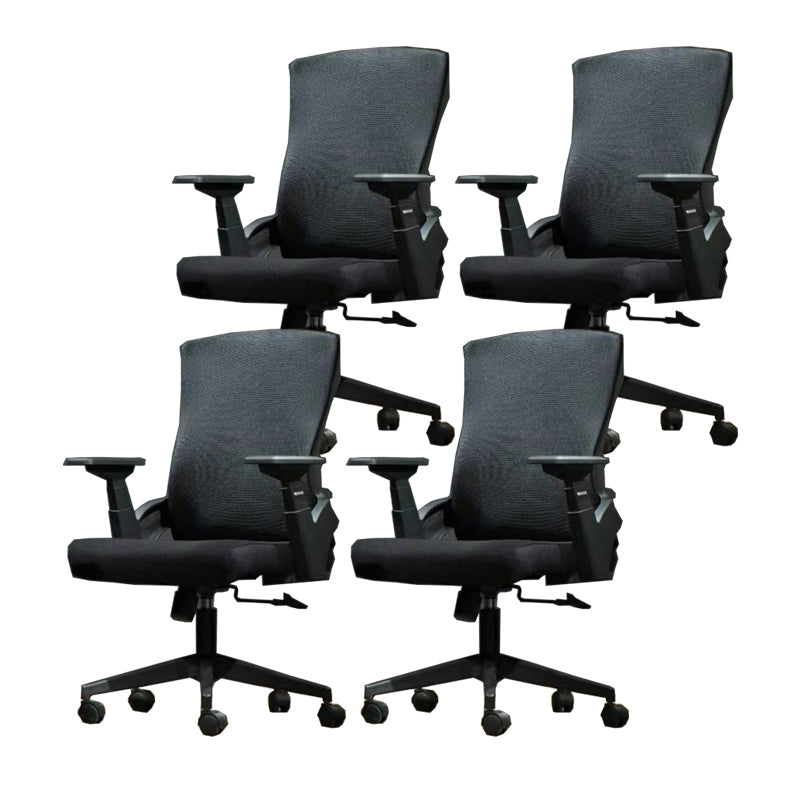 Modern Mesh and Plastic Desk Chair with Hight and Mid Back Home Office Chair Black 4 Piece Set Mid-Back (14-22 in.) Clearhalo 'furn' 'furn_office_chair' 'Furniture' 'Office Chairs' 'Office Furniture' 'office_chair' 5495954