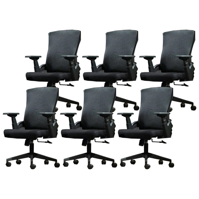 Modern Mesh and Plastic Desk Chair with Hight and Mid Back Home Office Chair Black 6 Piece Set Mid-Back (14-22 in.) Clearhalo 'furn' 'furn_office_chair' 'Furniture' 'Office Chairs' 'Office Furniture' 'office_chair' 5495956