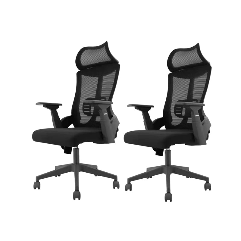 Modern Mesh and Plastic Desk Chair with Hight and Mid Back Home Office Chair Black 2 Piece Set High-Back (Over 22 in.) Clearhalo 'furn' 'furn_office_chair' 'Furniture' 'Office Chairs' 'Office Furniture' 'office_chair' 5495958