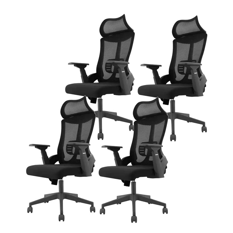 Modern Mesh and Plastic Desk Chair with Hight and Mid Back Home Office Chair Black 4 Piece Set High-Back (Over 22 in.) Clearhalo 'furn' 'furn_office_chair' 'Furniture' 'Office Chairs' 'Office Furniture' 'office_chair' 5495960