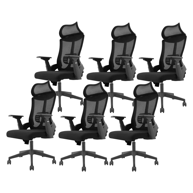 Modern Mesh and Plastic Desk Chair with Hight and Mid Back Home Office Chair Black 6 Piece Set High-Back (Over 22 in.) Clearhalo 'furn' 'furn_office_chair' 'Furniture' 'Office Chairs' 'Office Furniture' 'office_chair' 5495961