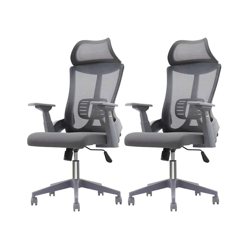 Modern Mesh and Plastic Desk Chair with Hight and Mid Back Home Office Chair Grey 2 Piece Set High-Back (Over 22 in.) Clearhalo 'furn' 'furn_office_chair' 'Furniture' 'Office Chairs' 'Office Furniture' 'office_chair' 5495962