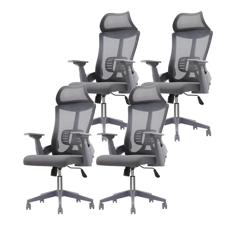Modern Mesh and Plastic Desk Chair with Hight and Mid Back Home Office Chair Grey 4 Piece Set High-Back (Over 22 in.) Clearhalo 'furn' 'furn_office_chair' 'Furniture' 'Office Chairs' 'Office Furniture' 'office_chair' 5495963