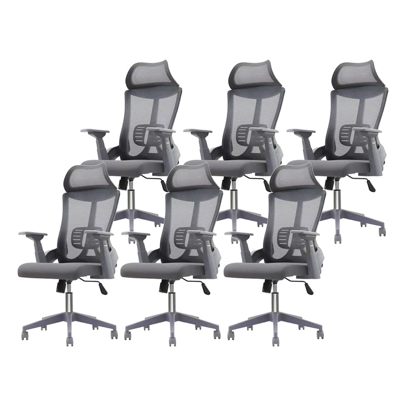 Modern Mesh and Plastic Desk Chair with Hight and Mid Back Home Office Chair Grey 6 Piece Set High-Back (Over 22 in.) Clearhalo 'furn' 'furn_office_chair' 'Furniture' 'Office Chairs' 'Office Furniture' 'office_chair' 5495964