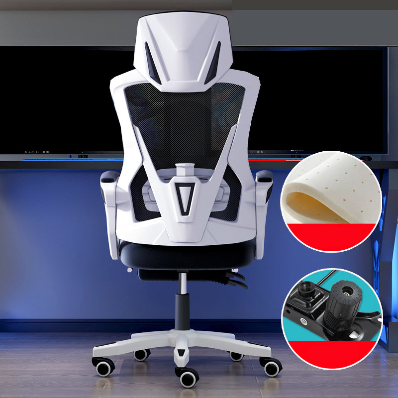 Contemporary Desk Chair High Back Wheels Nylon Fixed Arms Ergonomic Mesh Chair White-Black Without Footrest Tilt Available Clearhalo 'furn' 'furn_office_chair' 'Furniture' 'Office Chairs' 'Office Furniture' 'office_chair' 5495982