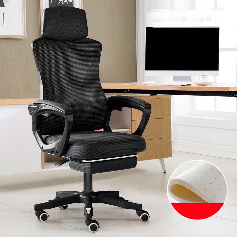 Contemporary Desk Chair High Back Wheels Nylon Fixed Arms Ergonomic Mesh Chair Matte Black With Footrest Tilt Unavailable Clearhalo 'furn' 'furn_office_chair' 'Furniture' 'Office Chairs' 'Office Furniture' 'office_chair' 5495986