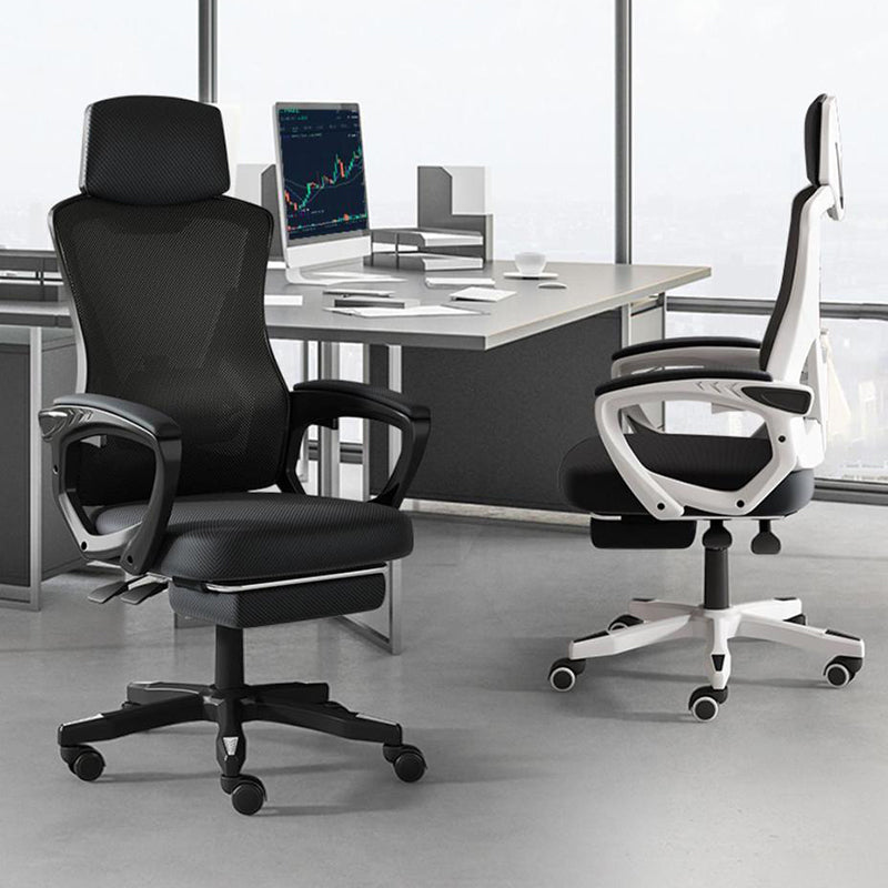 Contemporary Desk Chair High Back Wheels Nylon Fixed Arms Ergonomic Mesh Chair Clearhalo 'furn' 'furn_office_chair' 'Furniture' 'Office Chairs' 'Office Furniture' 'office_chair' 5495987