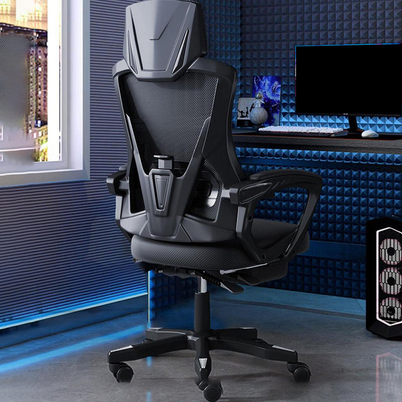 Contemporary Desk Chair High Back Wheels Nylon Fixed Arms Ergonomic Mesh Chair Clearhalo 'furn' 'furn_office_chair' 'Furniture' 'Office Chairs' 'Office Furniture' 'office_chair' 5495989