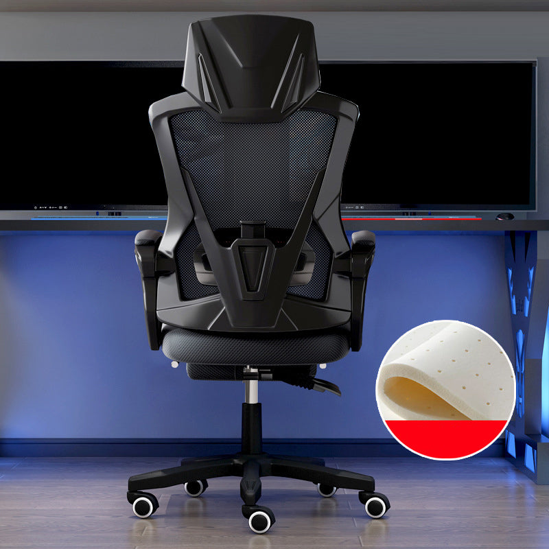 Contemporary Desk Chair High Back Wheels Nylon Fixed Arms Ergonomic Mesh Chair Textured Black Without Footrest Tilt Unavailable Clearhalo 'furn' 'furn_office_chair' 'Furniture' 'Office Chairs' 'Office Furniture' 'office_chair' 5495997