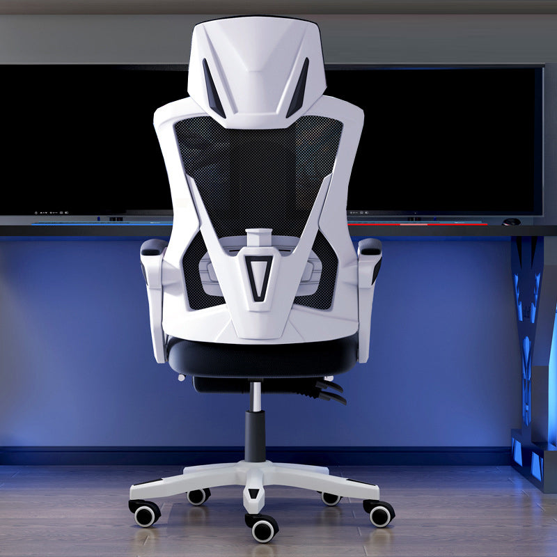 Contemporary Desk Chair High Back Wheels Nylon Fixed Arms Ergonomic Mesh Chair Gray-White Without Footrest Tilt Unavailable Clearhalo 'furn' 'furn_office_chair' 'Furniture' 'Office Chairs' 'Office Furniture' 'office_chair' 5495999
