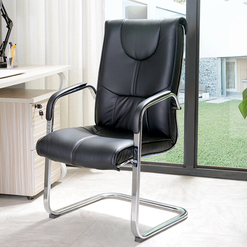 Modern Metal and Faux Leather Desk Chair with Hight Back Home Office Chair Clearhalo 'furn' 'furn_office_chair' 'Furniture' 'Office Chairs' 'Office Furniture' 'office_chair' 5496130