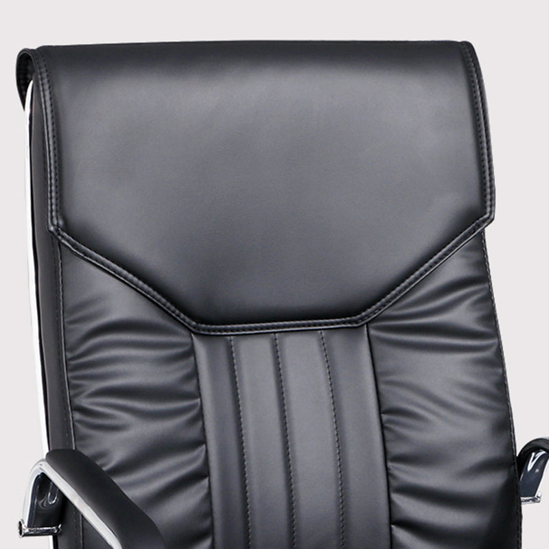 Modern Metal and Faux Leather Desk Chair with Hight Back Home Office Chair Clearhalo 'furn' 'furn_office_chair' 'Furniture' 'Office Chairs' 'Office Furniture' 'office_chair' 5496140