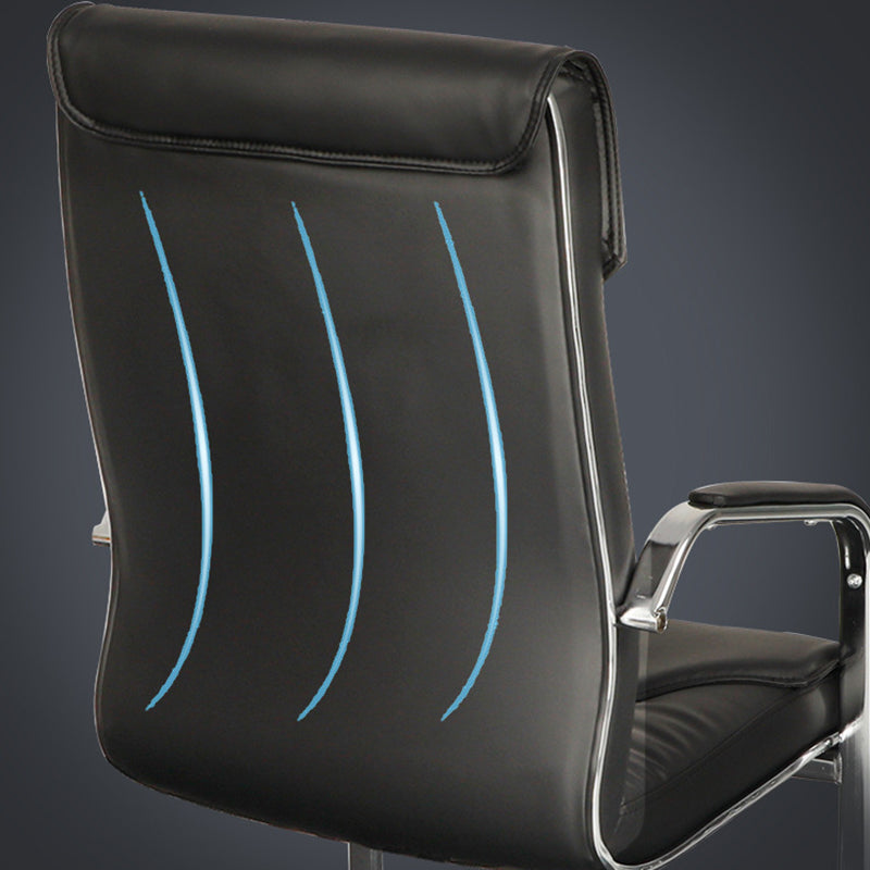 Modern Metal and Faux Leather Desk Chair with Hight Back Home Office Chair Clearhalo 'furn' 'furn_office_chair' 'Furniture' 'Office Chairs' 'Office Furniture' 'office_chair' 5496142