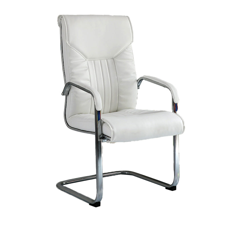 Modern Metal and Faux Leather Desk Chair with Hight Back Home Office Chair White 1 Piece Clearhalo 'furn' 'furn_office_chair' 'Furniture' 'Office Chairs' 'Office Furniture' 'office_chair' 5496143