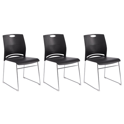 Plastic Contemporary Task Chair Ergonomic Computer Desk Chair with Silver Metal Base Black 3 Piece Set Clearhalo 'furn' 'furn_office_chair' 'Furniture' 'Office Chairs' 'Office Furniture' 'office_chair' 5496205
