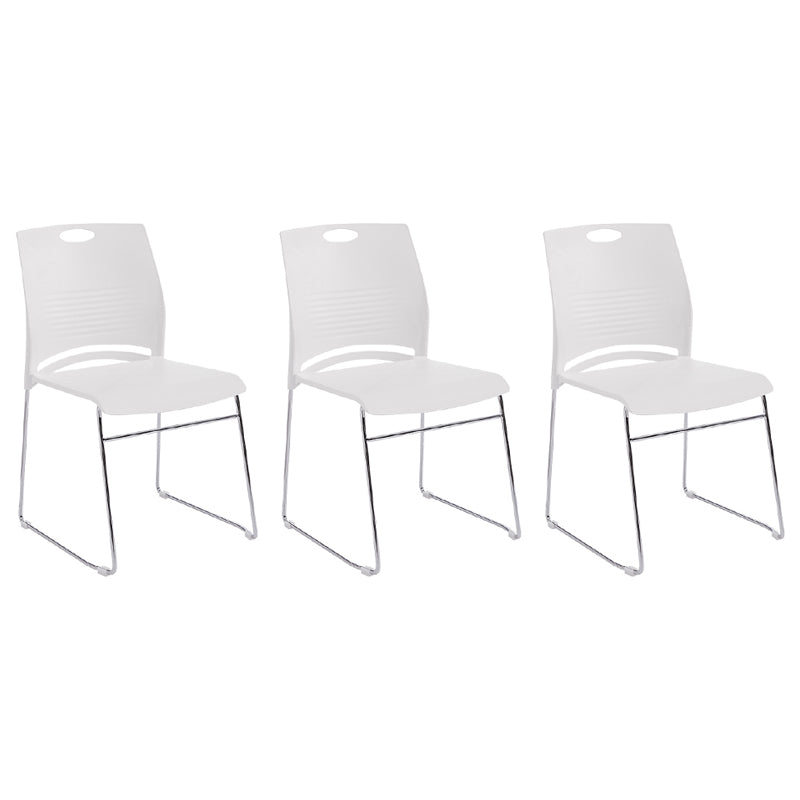 Plastic Contemporary Task Chair Ergonomic Computer Desk Chair with Silver Metal Base White 3 Piece Set Clearhalo 'furn' 'furn_office_chair' 'Furniture' 'Office Chairs' 'Office Furniture' 'office_chair' 5496208