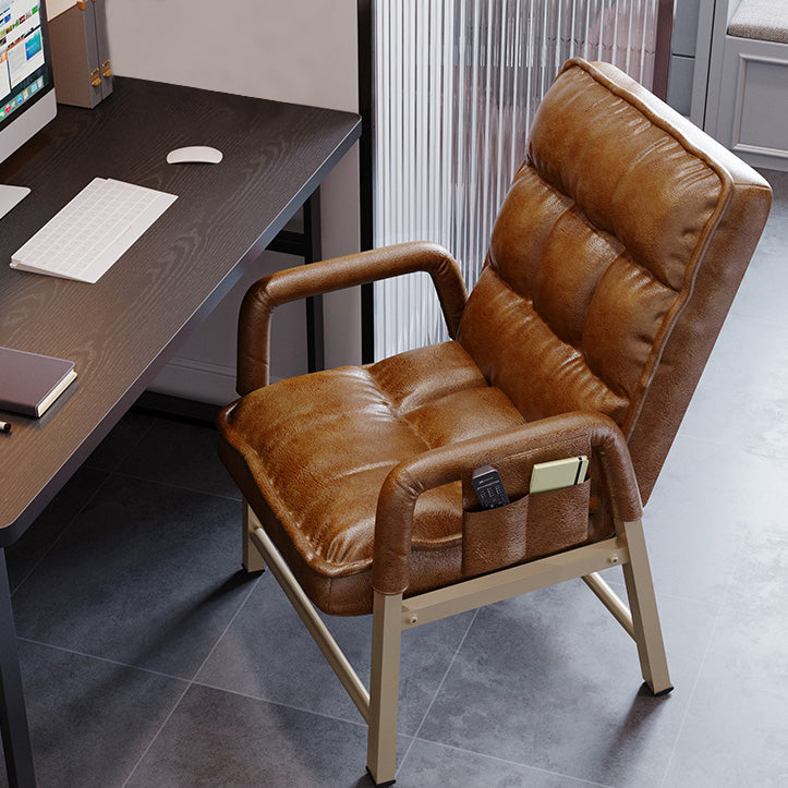 Mid Back Home Office Chair Modern Adjustable Back Height Desk Chair Brown Without Footrest Clearhalo 'furn' 'furn_office_chair' 'Furniture' 'Office Chairs' 'Office Furniture' 'office_chair' 5496239