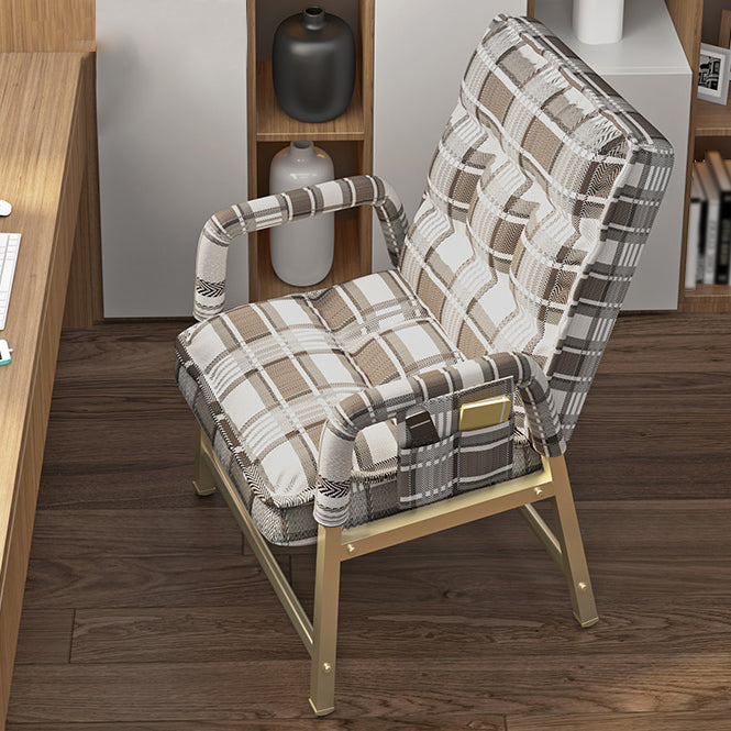 Mid Back Home Office Chair Modern Adjustable Back Height Desk Chair White-Brown Without Footrest Clearhalo 'furn' 'furn_office_chair' 'Furniture' 'Office Chairs' 'Office Furniture' 'office_chair' 5496243