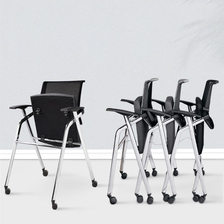 Mesh Mid Back Conference Chair No Wheels Fixed Arms Bureau Stoel