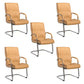 Middle/High Back Ergonomic Task Chair Fixed Arms Leather Desk Chair Yellow C-Shape 5 Piece Set Clearhalo 'furn' 'furn_office_chair' 'Furniture' 'Office Chairs' 'Office Furniture' 'office_chair' 5496319