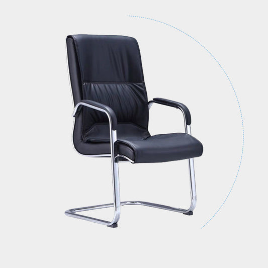 Middle/High Back Ergonomic Task Chair Fixed Arms Leather Desk Chair Clearhalo 'furn' 'furn_office_chair' 'Furniture' 'Office Chairs' 'Office Furniture' 'office_chair' 5496328