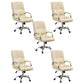 Middle/High Back Ergonomic Task Chair Fixed Arms Leather Desk Chair Off-White Swivel Chairs 5 Piece Set Clearhalo 'furn' 'furn_office_chair' 'Furniture' 'Office Chairs' 'Office Furniture' 'office_chair' 5496331