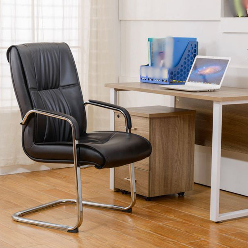 Faux Leather Executive Chair No Wheels Modern Office Chair with Fixed Arms Clearhalo 'furn' 'furn_office_chair' 'Furniture' 'Office Chairs' 'Office Furniture' 'office_chair' 5496392