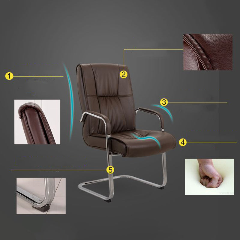 Faux Leather Executive Chair No Wheels Modern Office Chair with Fixed Arms Clearhalo 'furn' 'furn_office_chair' 'Furniture' 'Office Chairs' 'Office Furniture' 'office_chair' 5496401