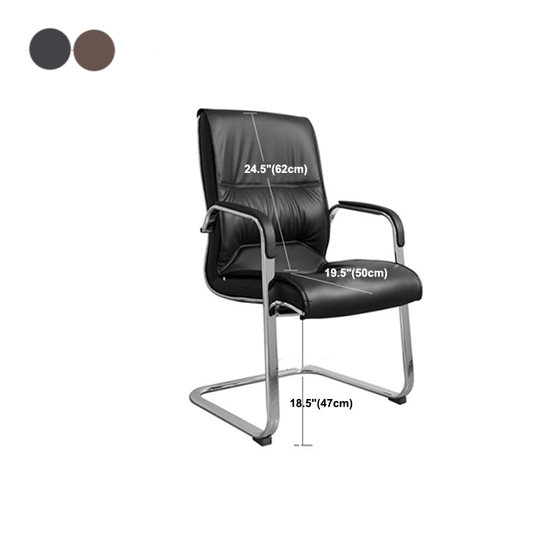 Faux Leather Executive Chair No Wheels Modern Office Chair with Fixed Arms Clearhalo 'furn' 'furn_office_chair' 'Furniture' 'Office Chairs' 'Office Furniture' 'office_chair' 5496415