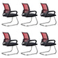 Mid-back Office Chair with Sponge Cushion Fixed Arm Metal Leg Desk Chair Red C-Shape 6 Piece Set Clearhalo 'furn' 'furn_office_chair' 'Furniture' 'Office Chairs' 'Office Furniture' 'office_chair' 5496419