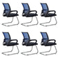 Mid-back Office Chair with Sponge Cushion Fixed Arm Metal Leg Desk Chair Blue C-Shape 6 Piece Set Clearhalo 'furn' 'furn_office_chair' 'Furniture' 'Office Chairs' 'Office Furniture' 'office_chair' 5496421