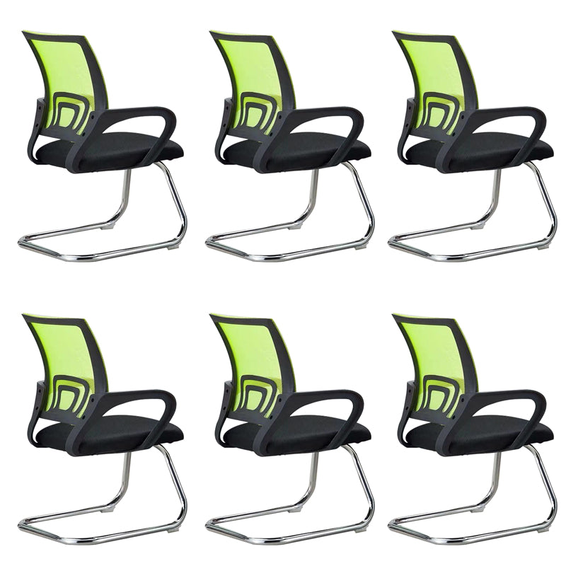 Mid-back Office Chair with Sponge Cushion Fixed Arm Metal Leg Desk Chair Green C-Shape 6 Piece Set Clearhalo 'furn' 'furn_office_chair' 'Furniture' 'Office Chairs' 'Office Furniture' 'office_chair' 5496424
