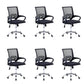 Mid-back Office Chair with Sponge Cushion Fixed Arm Metal Leg Desk Chair Black Swivel Chairs 6 Piece Set Clearhalo 'furn' 'furn_office_chair' 'Furniture' 'Office Chairs' 'Office Furniture' 'office_chair' 5496427