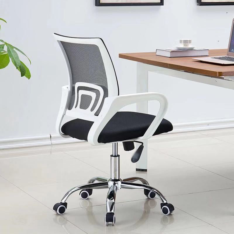 Mid-back Office Chair with Sponge Cushion Fixed Arm Metal Leg Desk Chair Clearhalo 'furn' 'furn_office_chair' 'Furniture' 'Office Chairs' 'Office Furniture' 'office_chair' 5496438