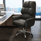 Faux Leather Desk Chair Contemporary Fixed Arms Chair with Wheels Black Clearhalo 'furn' 'furn_office_chair' 'Furniture' 'Office Chairs' 'Office Furniture' 'office_chair' 5496473