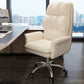 Faux Leather Desk Chair Contemporary Fixed Arms Chair with Wheels White Clearhalo 'furn' 'furn_office_chair' 'Furniture' 'Office Chairs' 'Office Furniture' 'office_chair' 5496476