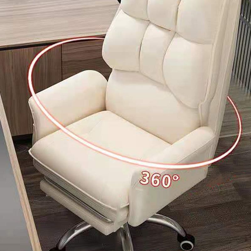 Faux Leather Desk Chair Contemporary Fixed Arms Chair with Wheels Clearhalo 'furn' 'furn_office_chair' 'Furniture' 'Office Chairs' 'Office Furniture' 'office_chair' 5496483