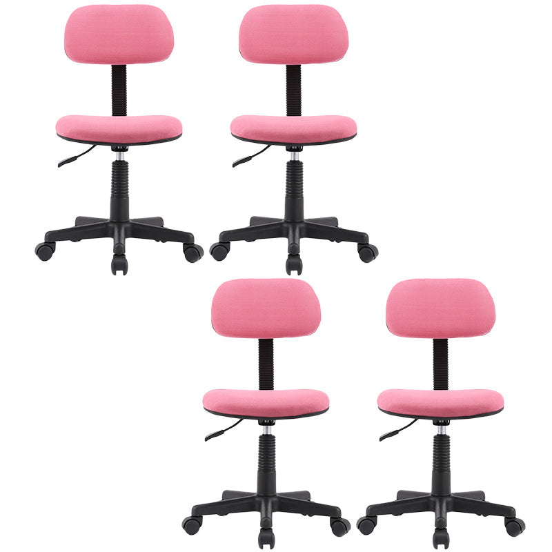 Modern Computer Task Chair Height-adjustable Office Armless Chair Pink 4 Piece Set Clearhalo 'furn' 'furn_office_chair' 'Furniture' 'Office Chairs' 'Office Furniture' 'office_chair' 5496535