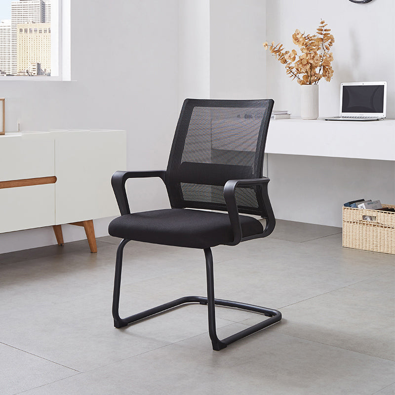 Modern Mesh Desk Chair Ergonomic Home Office Fixed Arms Office Chair Matte Black 1 Piece Clearhalo 'furn' 'furn_office_chair' 'Furniture' 'Office Chairs' 'Office Furniture' 'office_chair' 5496701