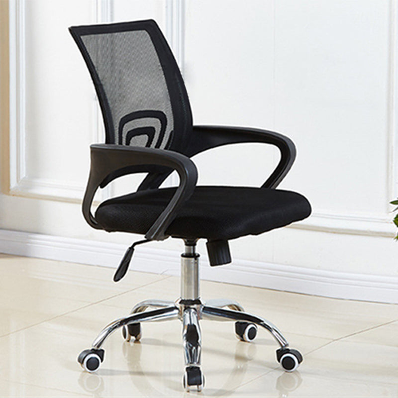Modern Steel Desk Chair Mid Back Home Office Chair with Wheels Clearhalo 'furn' 'furn_office_chair' 'Furniture' 'Office Chairs' 'Office Furniture' 'office_chair' 5496868