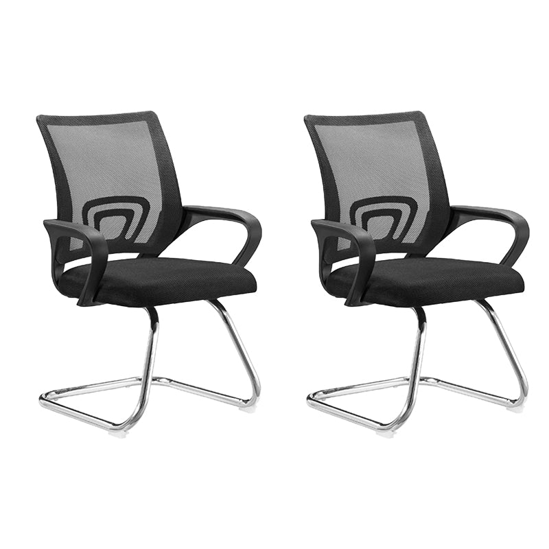 Modern Steel Desk Chair Mid Back Home Office Chair with Wheels 2 Piece Set Sled Black Clearhalo 'furn' 'furn_office_chair' 'Furniture' 'Office Chairs' 'Office Furniture' 'office_chair' 5496869