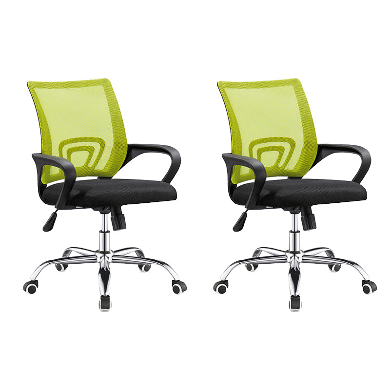 Modern Steel Desk Chair Mid Back Home Office Chair with Wheels 2 Piece Set Star Base Green Clearhalo 'furn' 'furn_office_chair' 'Furniture' 'Office Chairs' 'Office Furniture' 'office_chair' 5496872
