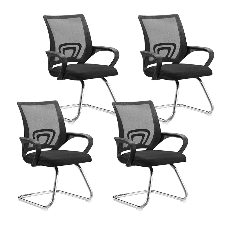 Modern Steel Desk Chair Mid Back Home Office Chair with Wheels 4 Piece Set Sled Black Clearhalo 'furn' 'furn_office_chair' 'Furniture' 'Office Chairs' 'Office Furniture' 'office_chair' 5496876