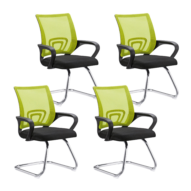 Modern Steel Desk Chair Mid Back Home Office Chair with Wheels 4 Piece Set Sled Green Clearhalo 'furn' 'furn_office_chair' 'Furniture' 'Office Chairs' 'Office Furniture' 'office_chair' 5496878