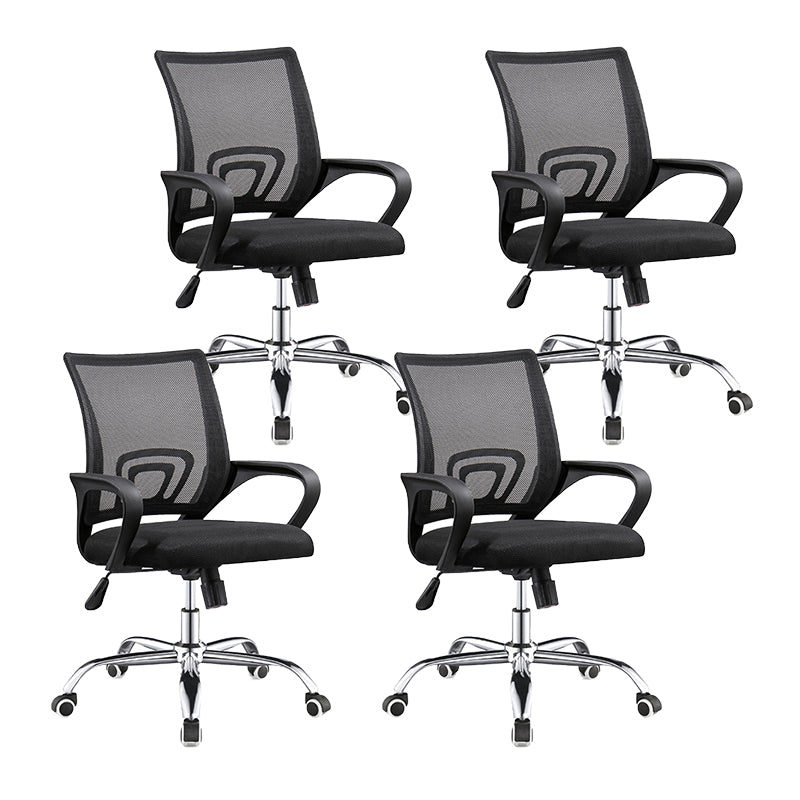 Modern Steel Desk Chair Mid Back Home Office Chair with Wheels 4 Piece Set Star Base Black Clearhalo 'furn' 'furn_office_chair' 'Furniture' 'Office Chairs' 'Office Furniture' 'office_chair' 5496880