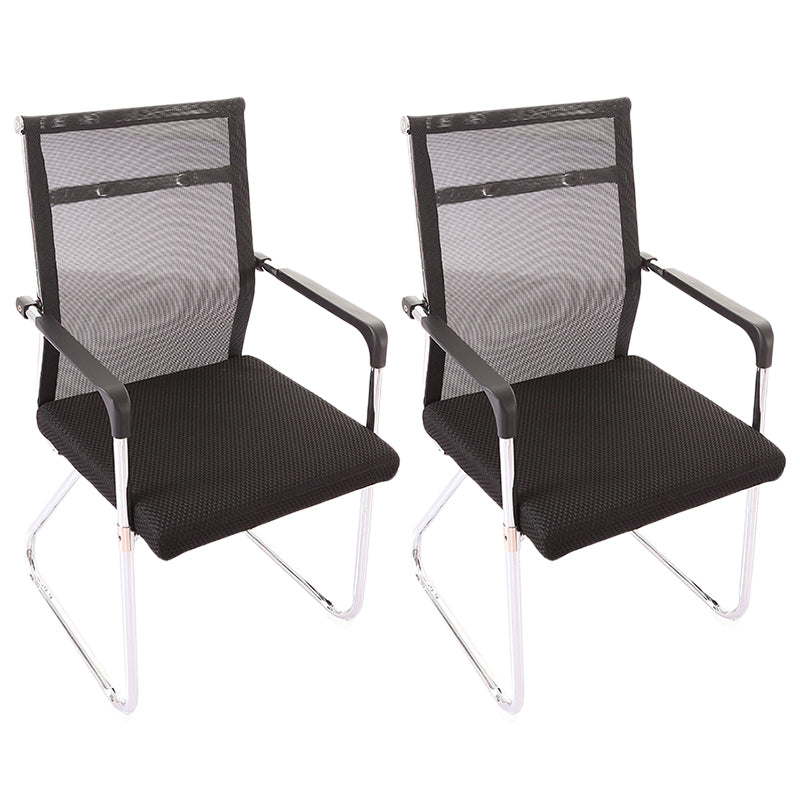 Sedia da ufficio in stile moderno, senza ruote, in rete, con braccioli fissi