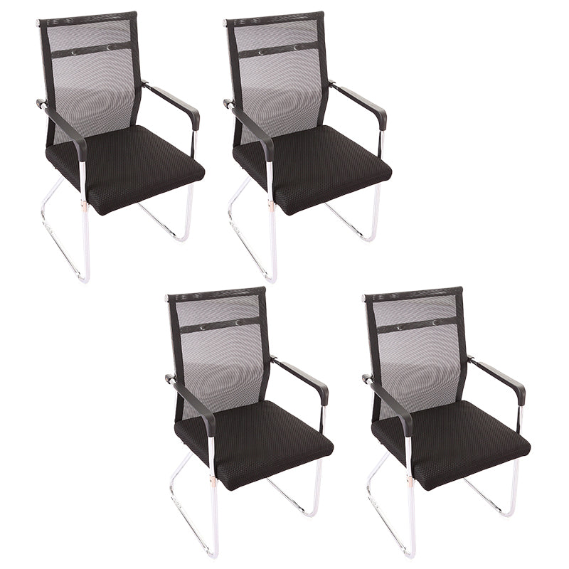 Sedia da ufficio in stile moderno, senza ruote, in rete, con braccioli fissi