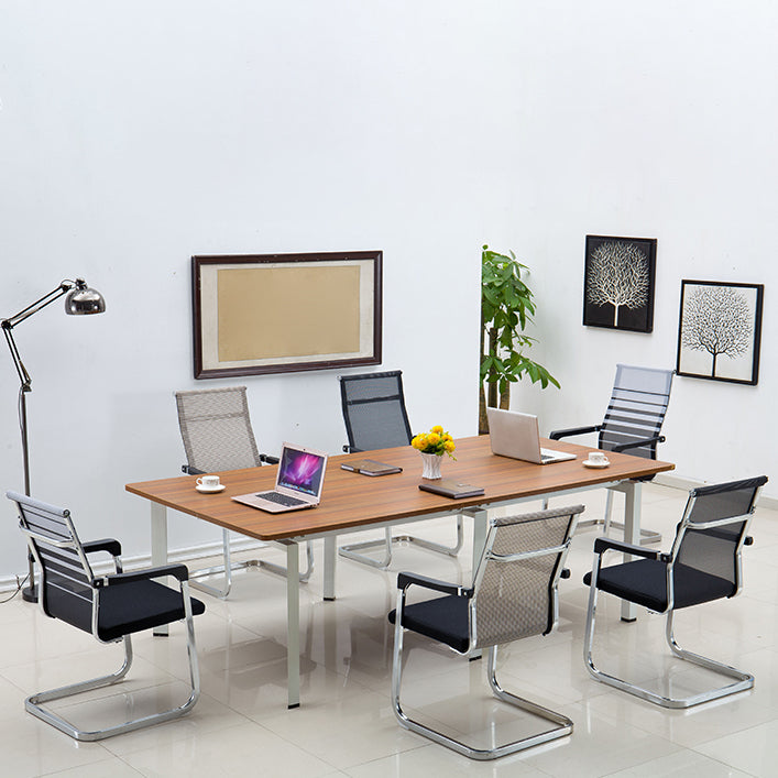 Sedia da ufficio in stile moderno, senza ruote, in rete, con braccioli fissi