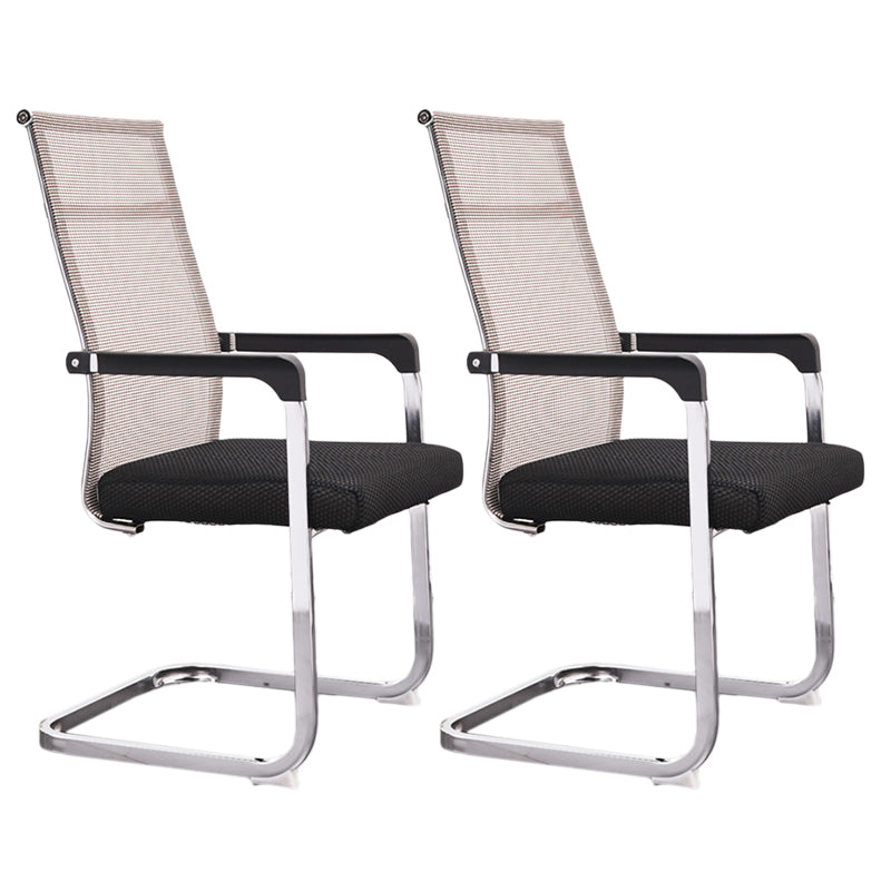 Sedia da ufficio in stile moderno, senza ruote, in rete, con braccioli fissi