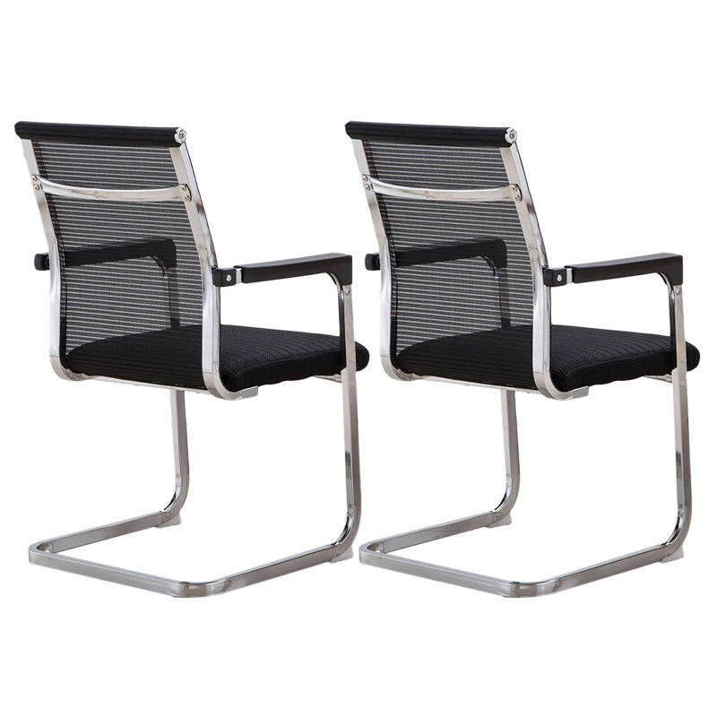 Sedia da ufficio in stile moderno, senza ruote, in rete, con braccioli fissi